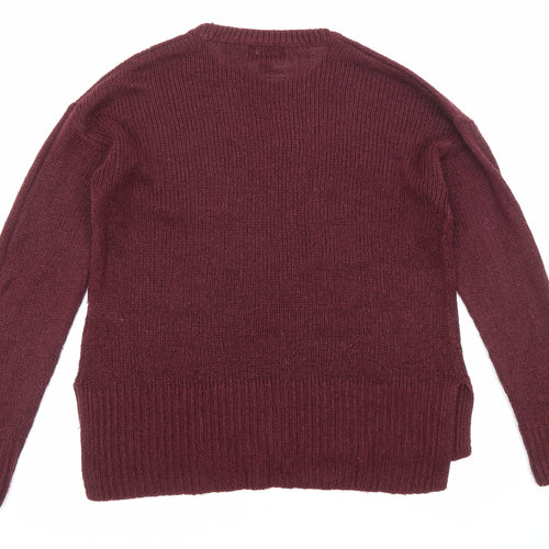New Look Womens Purple Round Neck Acrylic Pullover Jumper Size S