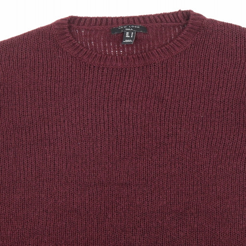 New Look Womens Purple Round Neck Acrylic Pullover Jumper Size S