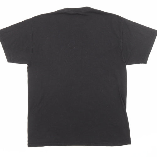 Hanes Mens Black Cotton T-Shirt Size M Round Neck