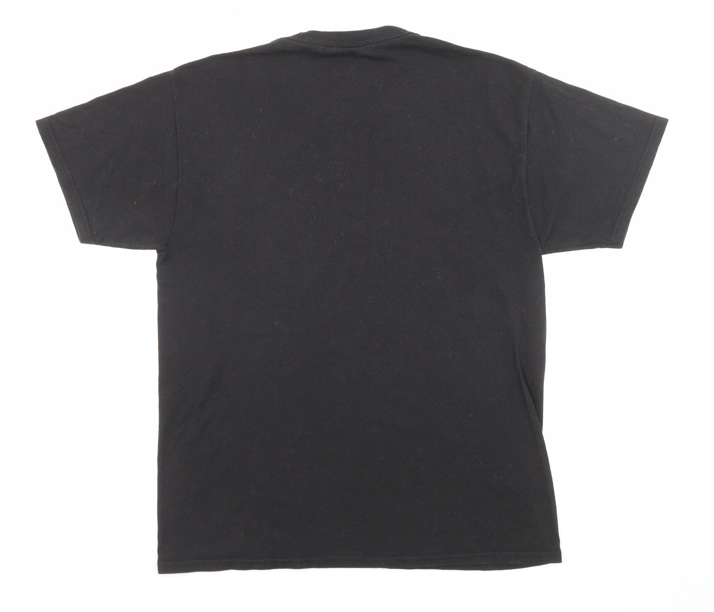 Hanes Mens Black Cotton T-Shirt Size M Round Neck