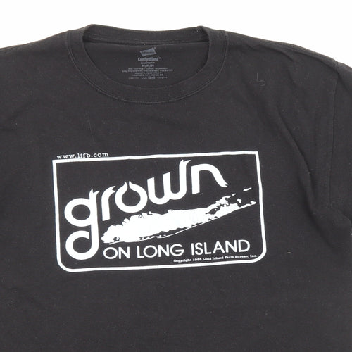 Hanes Mens Black Cotton T-Shirt Size M Round Neck