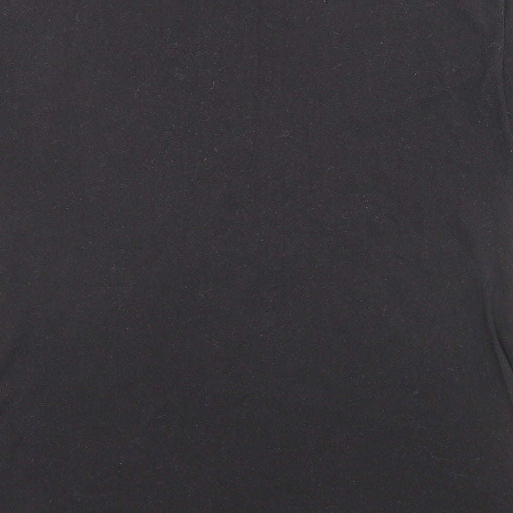 Hanes Mens Black Cotton T-Shirt Size M Round Neck