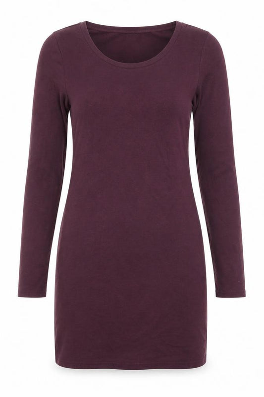 Front view of Divided by H&M women’s purple polyester mini, size S, crew neck pullover