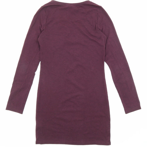 Divided by H&M Womens Purple Polyester Mini Size S Crew Neck Pullover