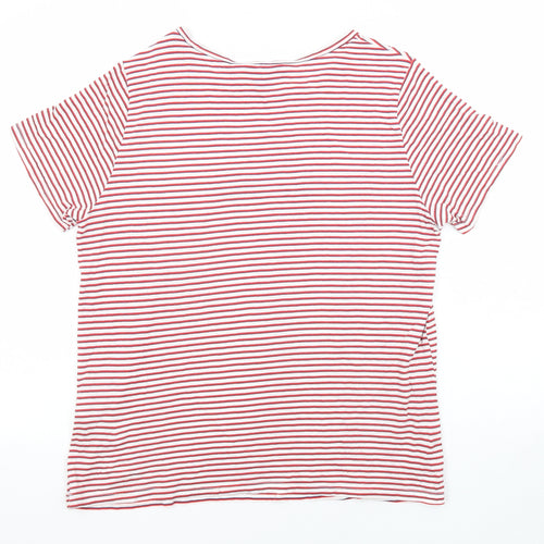 New Look Womens Multicoloured Striped Cotton Basic T-Shirt Size 16 Boat Neck - Ciao Ciao