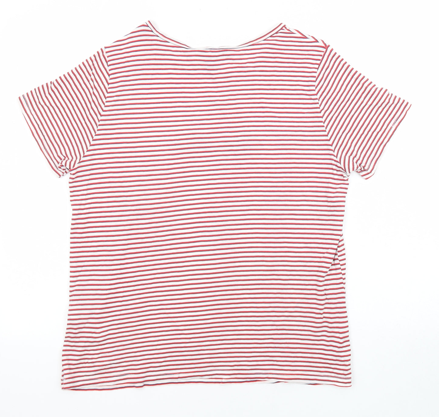 New Look Womens Multicoloured Striped Cotton Basic T-Shirt Size 16 Boat Neck - Ciao Ciao