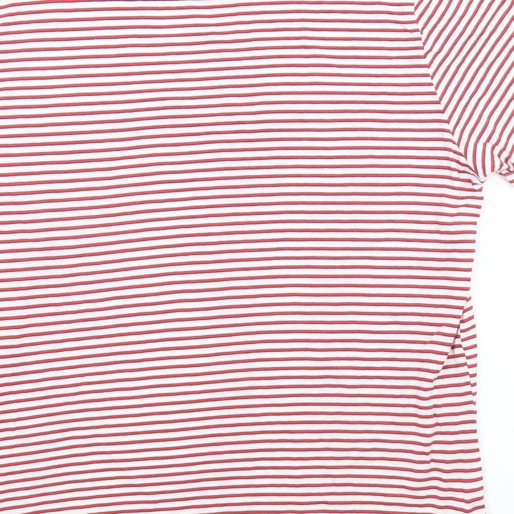 New Look Womens Multicoloured Striped Cotton Basic T-Shirt Size 16 Boat Neck - Ciao Ciao