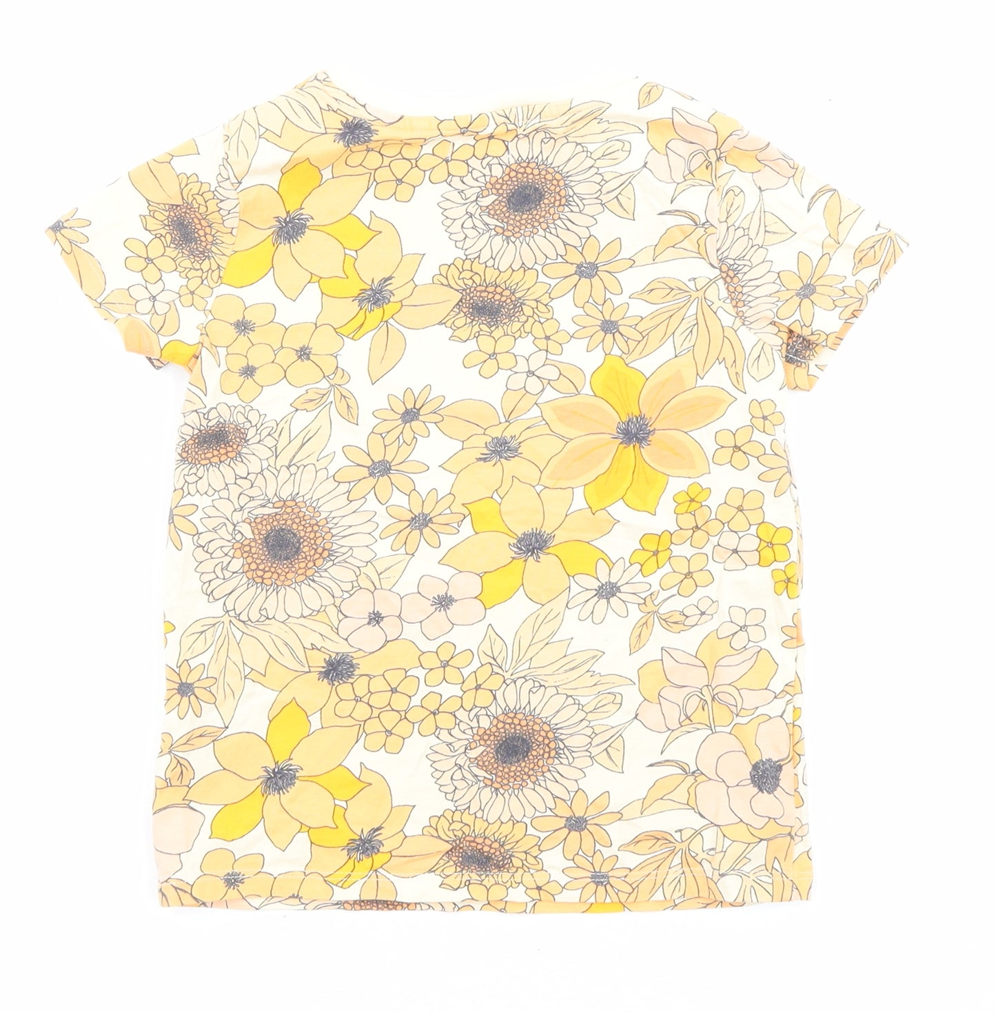 NEXT Girls Multicoloured Floral Cotton Basic T-Shirt Size 6 Years Round Neck Pullover