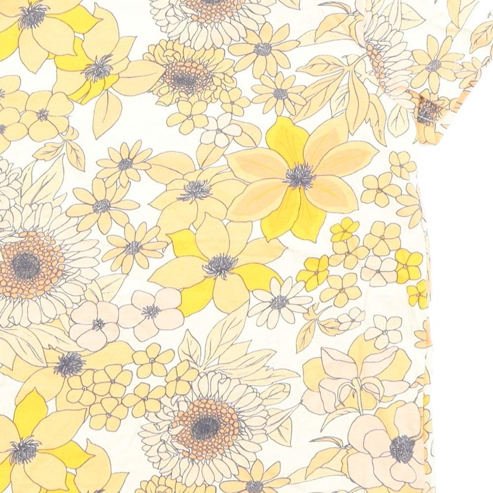 NEXT Girls Multicoloured Floral Cotton Basic T-Shirt Size 6 Years Round Neck Pullover