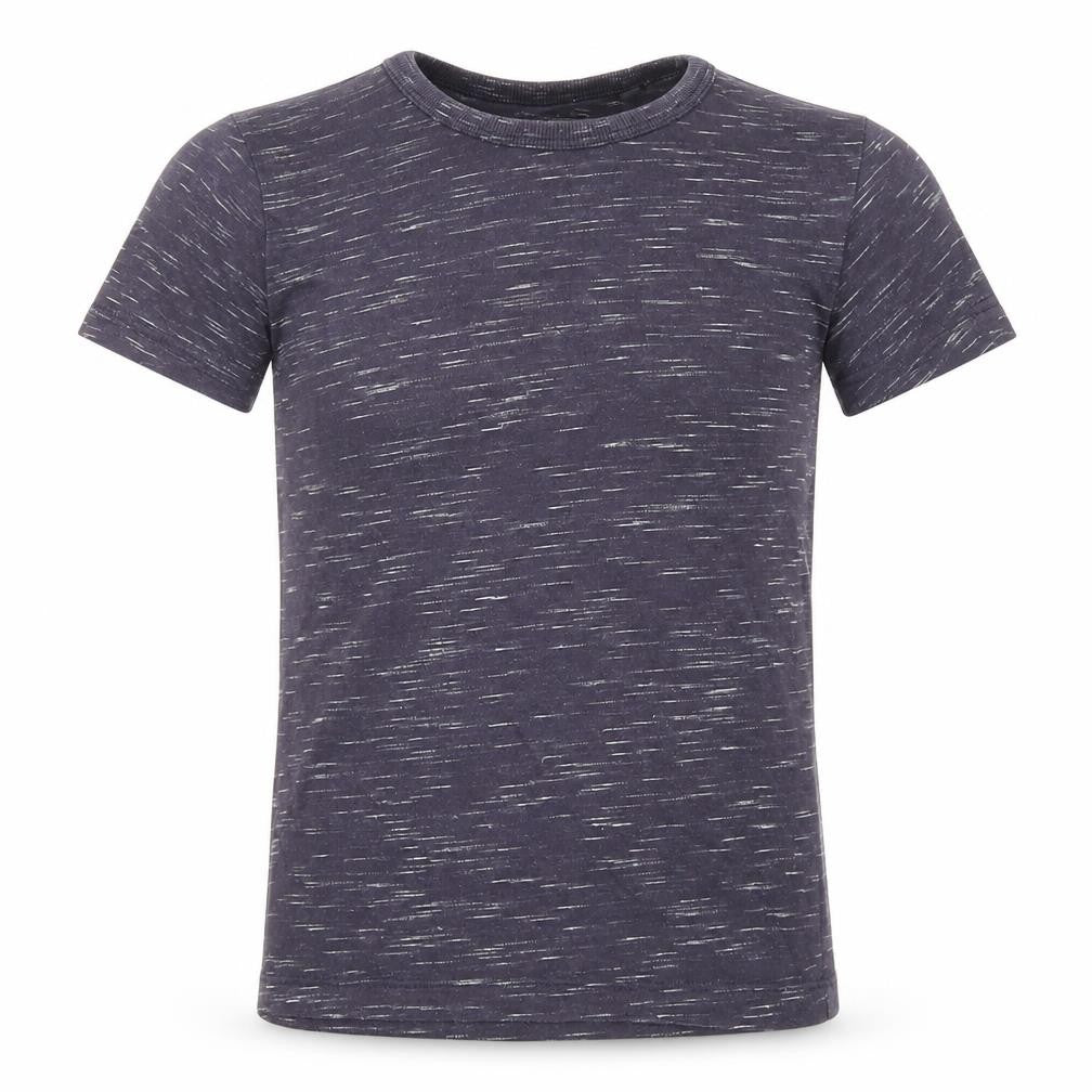 Front view of Next boys’ purple cotton basic t-shirt, size 5-6, years round neck pullover