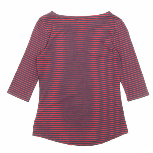 Arabella & Addison Womens Blue Striped Modal Basic T-Shirt Size 14 Boat Neck