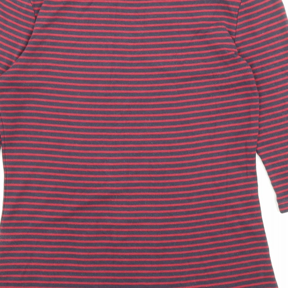 Arabella & Addison Womens Blue Striped Modal Basic T-Shirt Size 14 Boat Neck