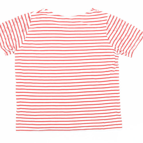 EWM Womens Red Striped Cotton Basic T-Shirt Size 10 Boat Neck - Floral, Size 10-12