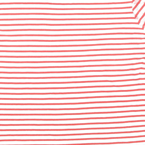 EWM Womens Red Striped Cotton Basic T-Shirt Size 10 Boat Neck - Floral, Size 10-12