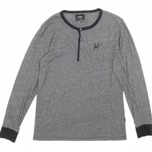 HUF Mens Grey Polyester T-Shirt Size S Crew Neck