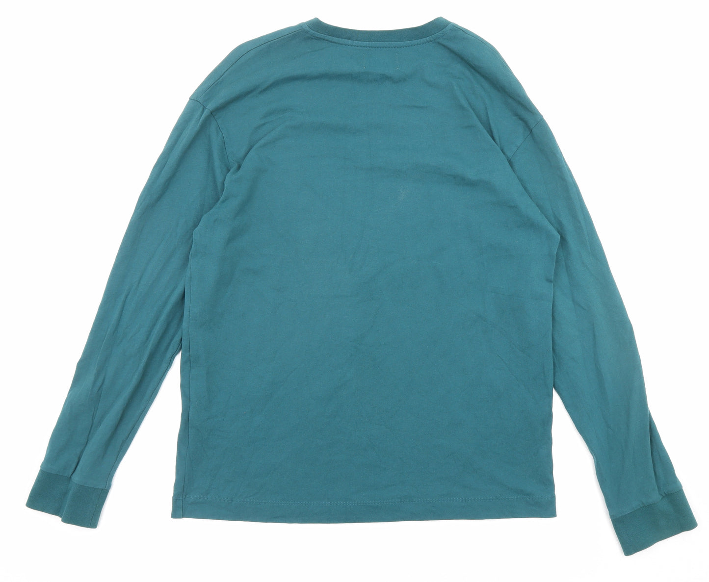 Topman Mens Green Cotton T-Shirt Size S Round Neck
