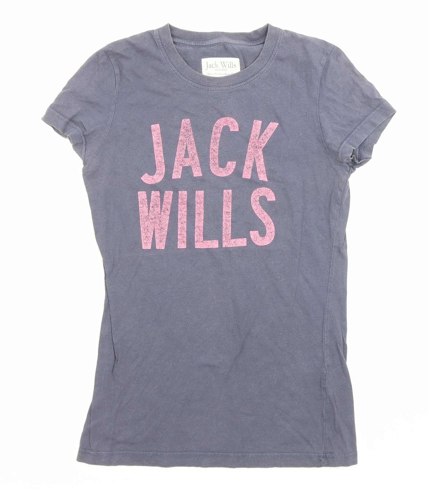 Jack Wills Womens Blue Polyester Basic T-Shirt Size 8 Crew Neck