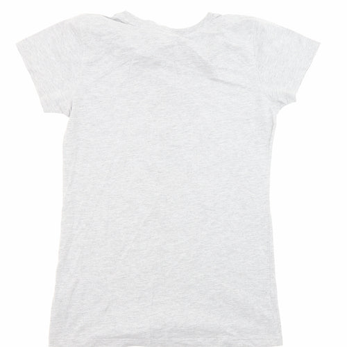 Plain Lazy Womens Grey Cotton Basic T-Shirt Size 16 Round Neck - Work less play more