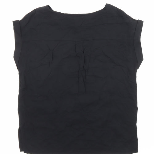 NEXT Womens Black Viscose Basic T-Shirt Size 12 Boat Neck