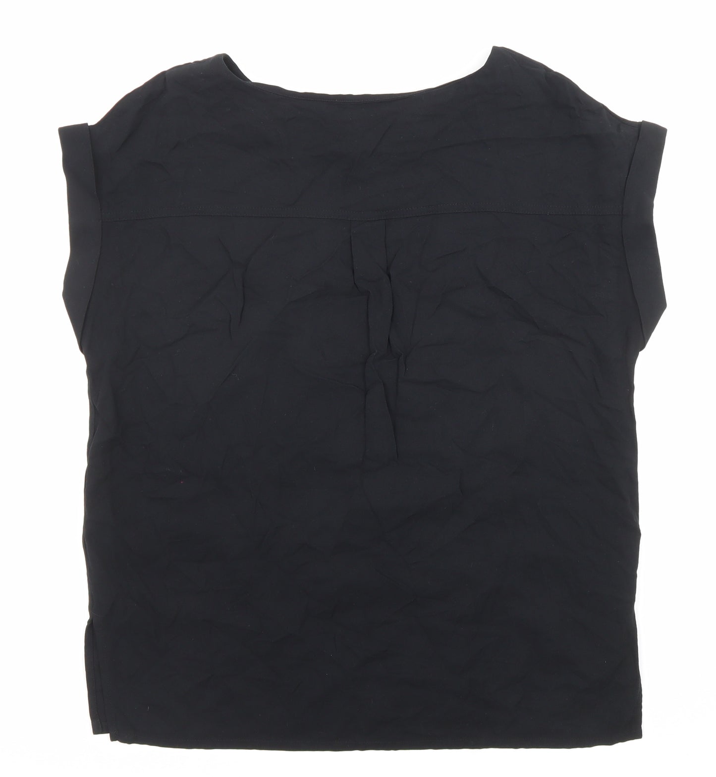 NEXT Womens Black Viscose Basic T-Shirt Size 12 Boat Neck