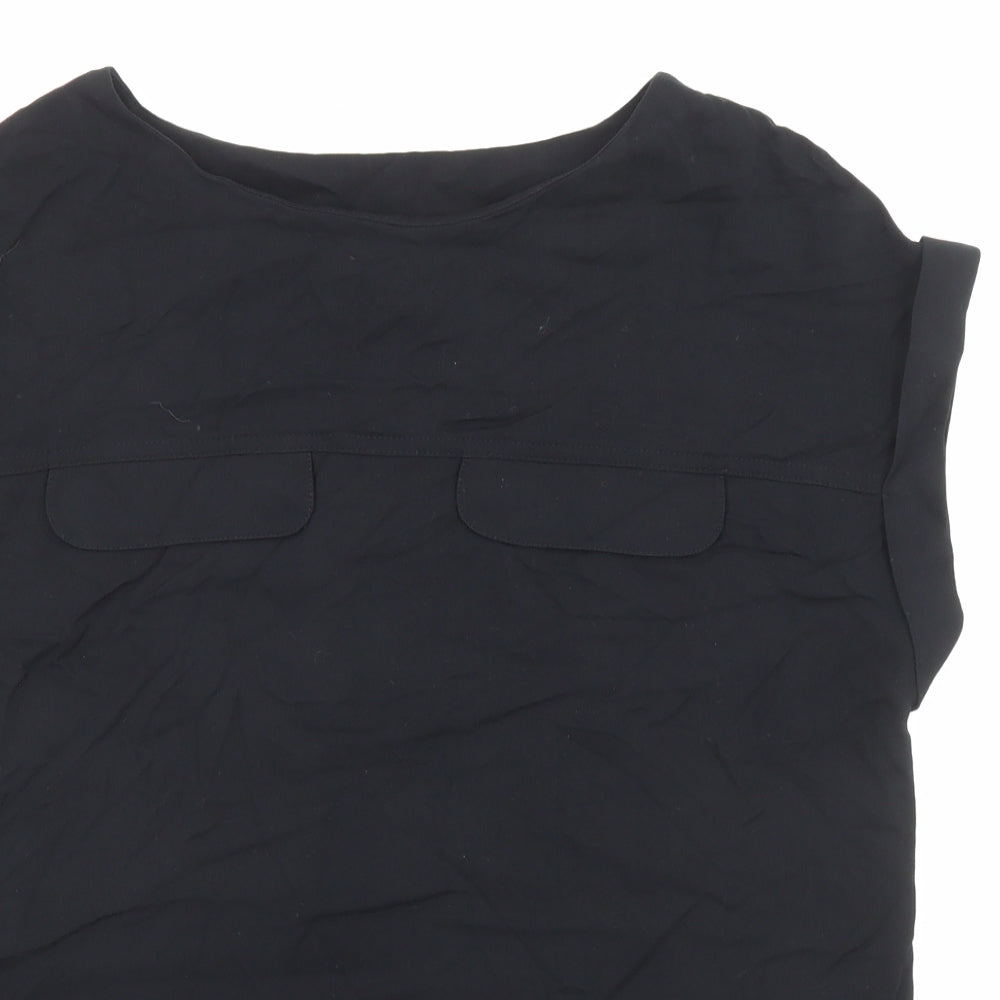 NEXT Womens Black Viscose Basic T-Shirt Size 12 Boat Neck