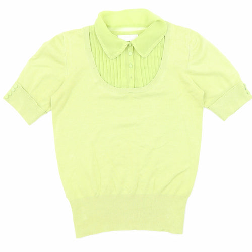 Marks and Spencer Womens Green Collared Polyester Pullover Jumper Size 8