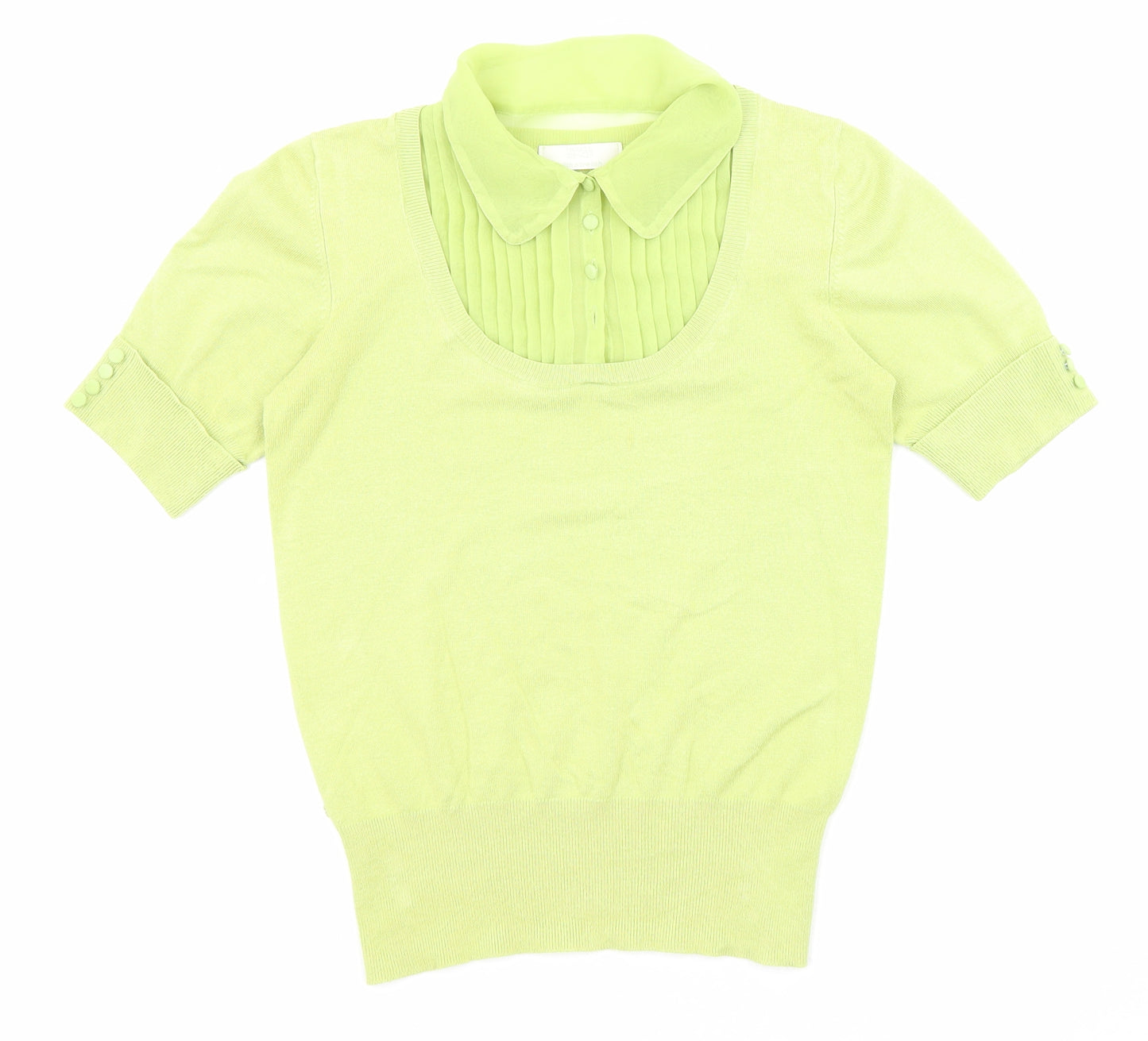 Marks and Spencer Womens Green Collared Polyester Pullover Jumper Size 8