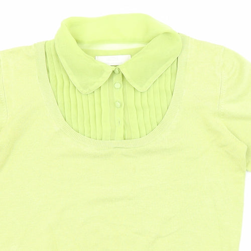 Marks and Spencer Womens Green Collared Polyester Pullover Jumper Size 8