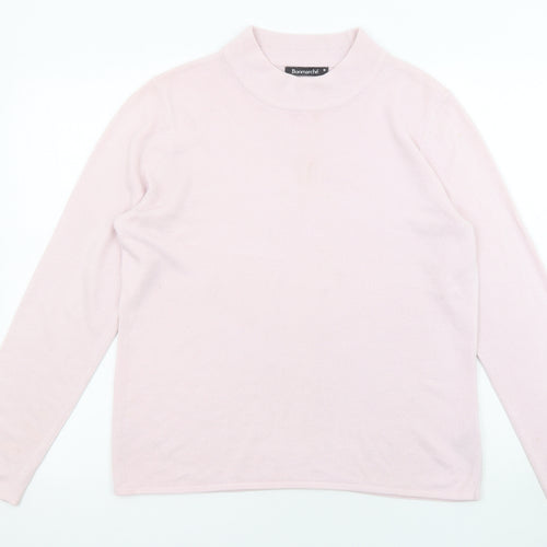 Bonmarché Womens Pink High Neck Acrylic Pullover Jumper Size M