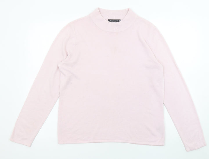 Bonmarché Womens Pink High Neck Acrylic Pullover Jumper Size M