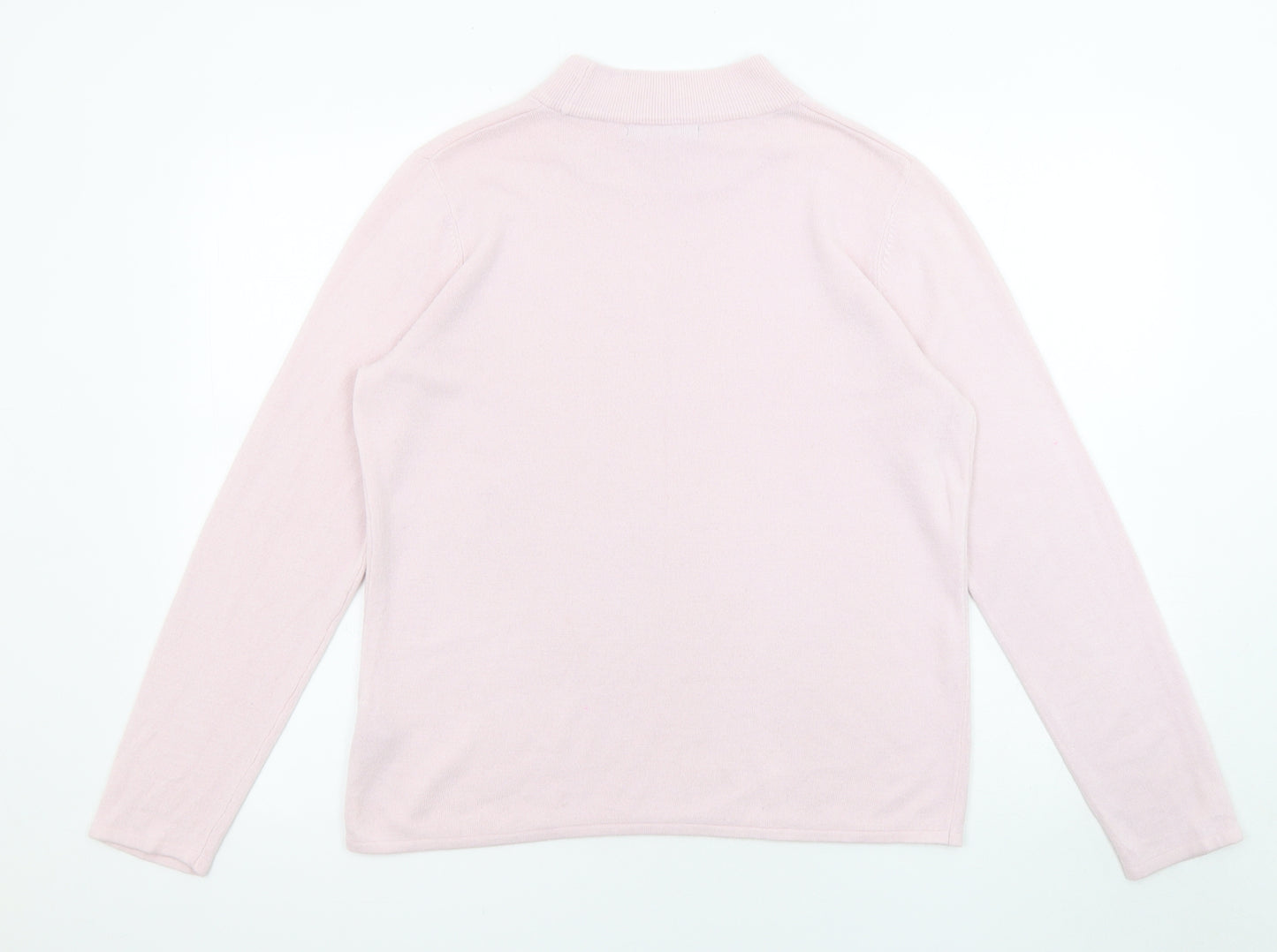 Bonmarché Womens Pink High Neck Acrylic Pullover Jumper Size M