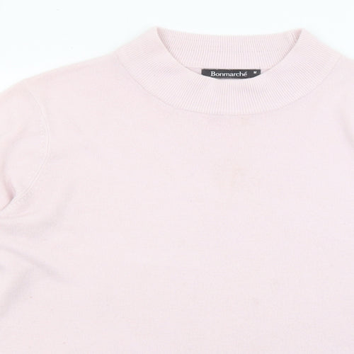Bonmarché Womens Pink High Neck Acrylic Pullover Jumper Size M