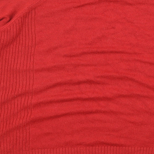 //text.. Womens Red High Neck Acrylic Pullover Jumper Size M