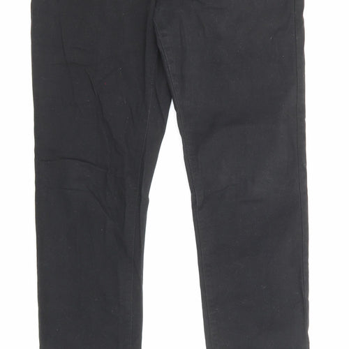 Steel & Jelly Mens Black Cotton Chino Trousers Size 30 in L31 in Regular Zip - Pockets