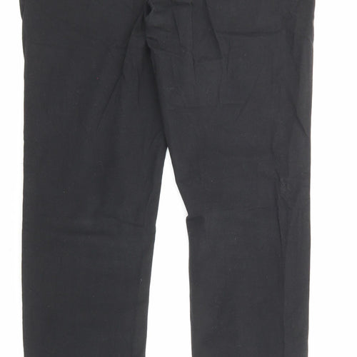 Steel & Jelly Mens Black Cotton Chino Trousers Size 30 in L31 in Regular Zip - Pockets