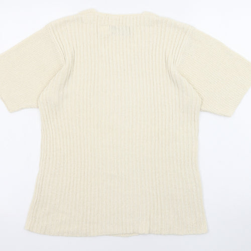Orvis Womens Beige V-Neck Silk Pullover Jumper Size S