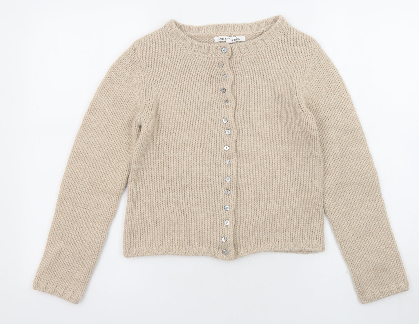 Cabbages & Roses Womens Beige Boat Neck Wool Cardigan Jumper Size S