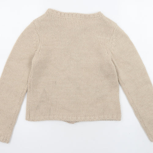 Cabbages & Roses Womens Beige Boat Neck Wool Cardigan Jumper Size S