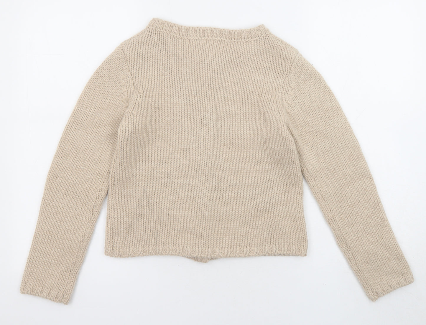 Cabbages & Roses Womens Beige Boat Neck Wool Cardigan Jumper Size S