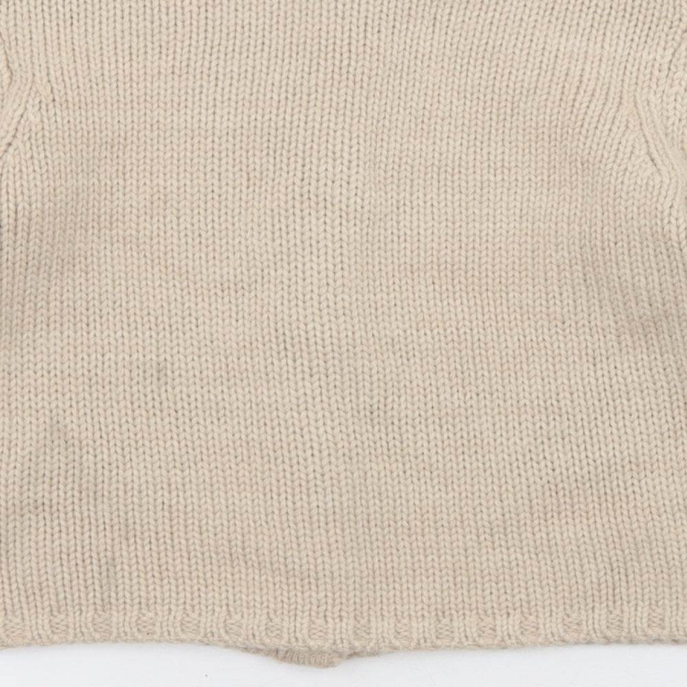 Cabbages & Roses Womens Beige Boat Neck Wool Cardigan Jumper Size S