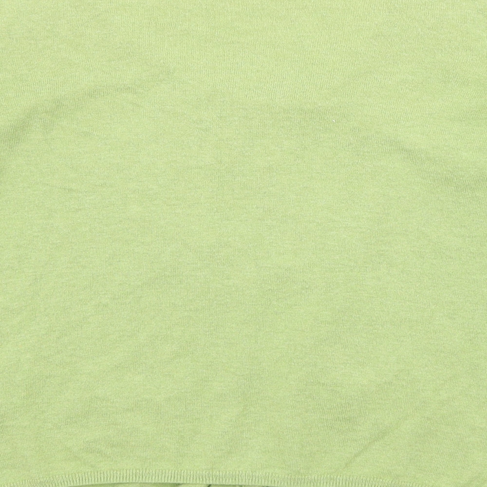 White Stuff Womens Green V-Neck Cotton Cardigan Jumper Size 16
