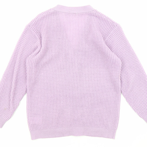 Damart Womens Purple V-Neck Acrylic Cardigan Jumper Size 14 - Size 14-16
