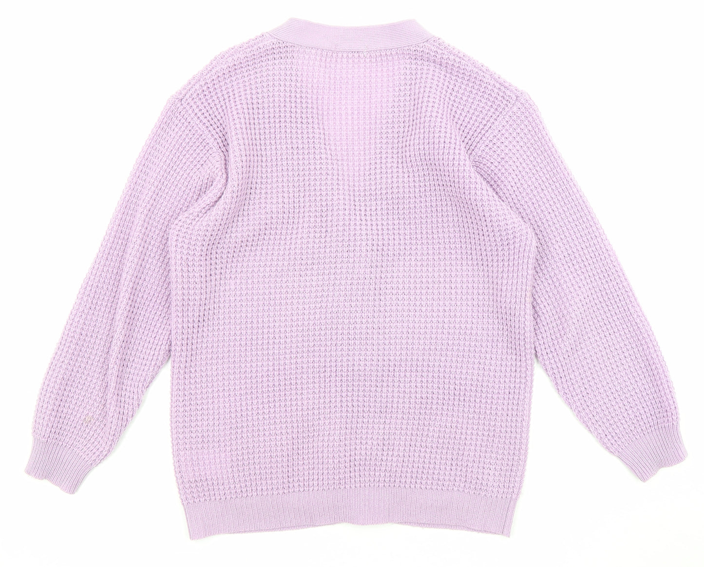 Damart Womens Purple V-Neck Acrylic Cardigan Jumper Size 14 - Size 14-16
