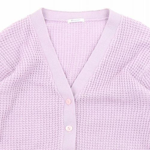Damart Womens Purple V-Neck Acrylic Cardigan Jumper Size 14 - Size 14-16