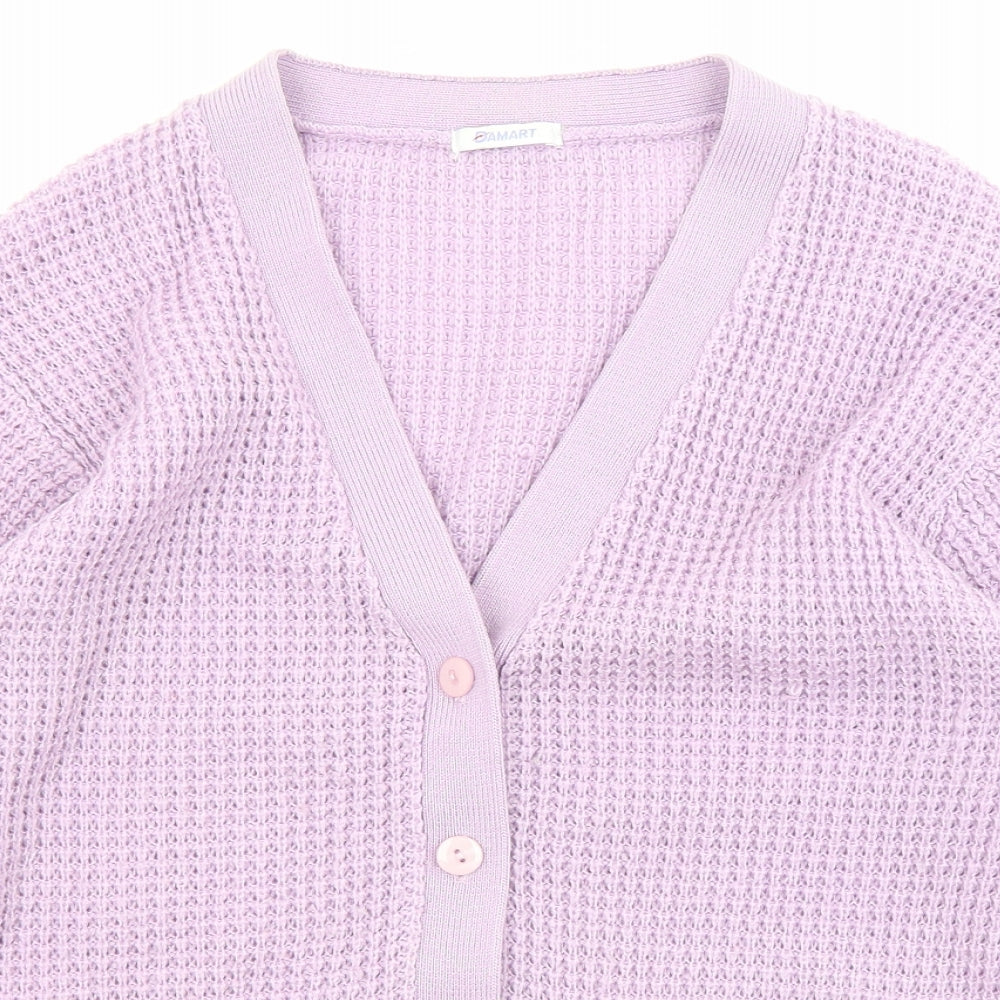 Damart Womens Purple V-Neck Acrylic Cardigan Jumper Size 14 - Size 14-16