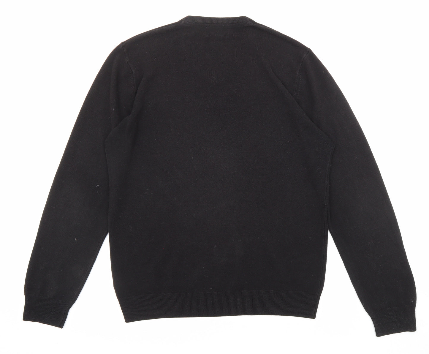Marks and Spencer Mens Black V-Neck Acrylic Pullover Jumper Size L Long Sleeve