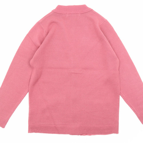 Pure & Natural Womens Pink V-Neck Acrylic Cardigan Jumper Size S - Floral