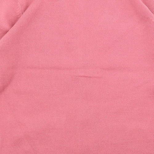 Pure & Natural Womens Pink V-Neck Acrylic Cardigan Jumper Size S - Floral