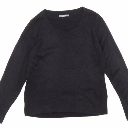 South Womens Black Scoop Neck Acrylic Pullover Jumper Size 12