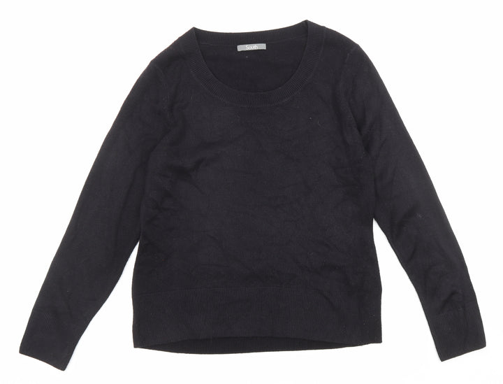 South Womens Black Scoop Neck Acrylic Pullover Jumper Size 12